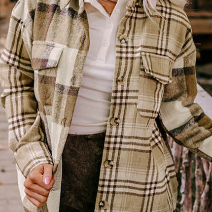 Plaid Button Up Flap Pocket Shacket