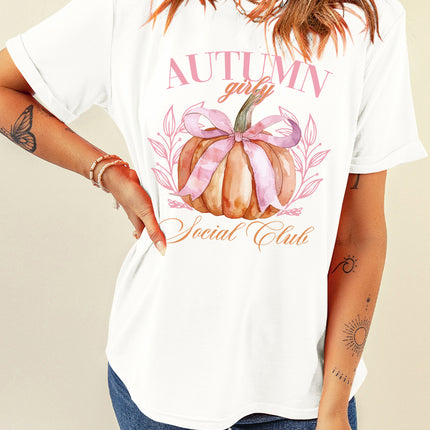 Pumpkin Graphic Round Neck Short Sleeve T-Shirt