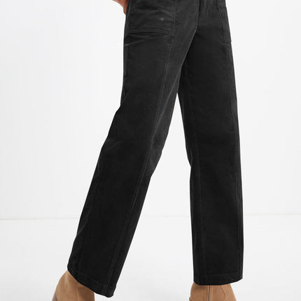 Half Elastic Waist Straight Pants