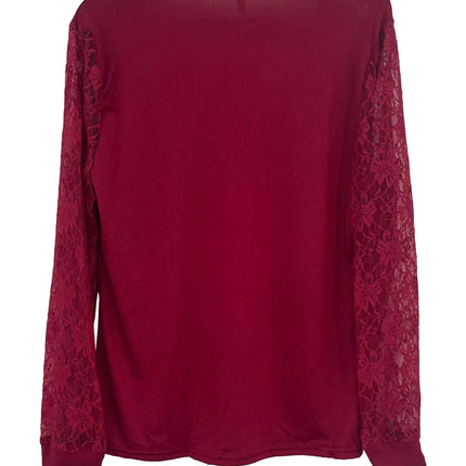 Full Size Lace Detail V-Neck Long Sleeve Blouse