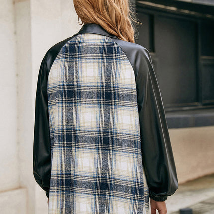 Ivy Lane Plaid Button Down Raglan Sleeve Jacket