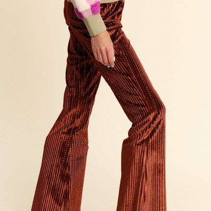 Davi & Dani Elastic Waist Knit Flare Pants