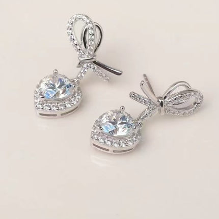 2 Carat Moissanite 925 Sterling Silver Heart Earrings