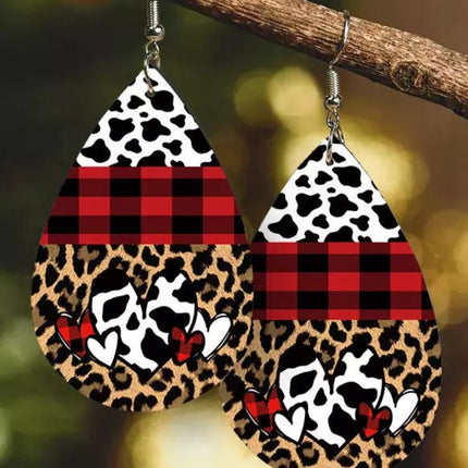 Printed PU Leather Dangle Earrings