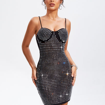 Rhinestone Sweetheart Neck Mini Cami Dress