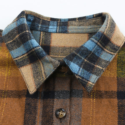 Plaid Collared Neck Long Sleeve Shirt