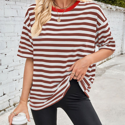 Lovelet Striped Round Neck Half Sleeve T-Shirt