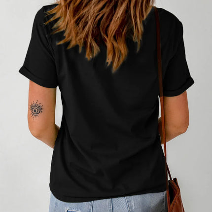 Letter Graphic Round Neck Short Sleeve T-Shirt