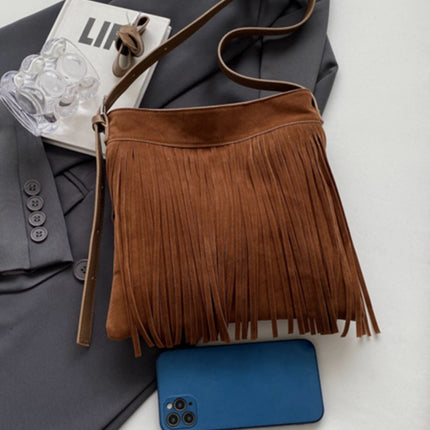 Suede Fringe Adjustable Strap Shoulder Bag