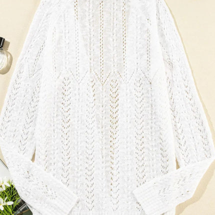 Openwork Open Front Long Sleeve Cardigan - Vickie Lynn's