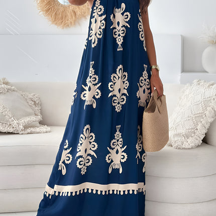 Printed Spaghetti Strap Sleeveless Maxi Dress