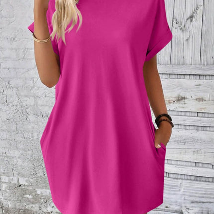 Round Neck Short Sleeve Mini Dress