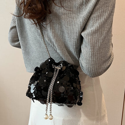 Drawstring Sequin Crossbody Bag