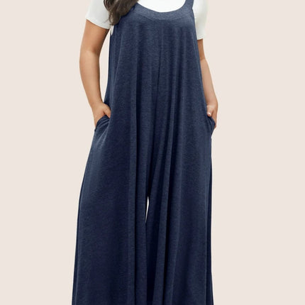 Full Size Pocketed Wide Leg Overalls