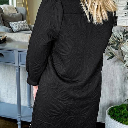 Texture Quarter Zip Long Sleeve Mini Dress - Vickie Lynn's