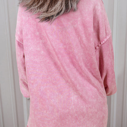 Exposed Seam Round Neck Long Sleeve Sweatshirt