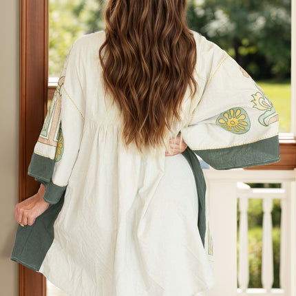 Printed V-Neck Three-Quarter Sleeve Mini Dress - Vickie Lynn's