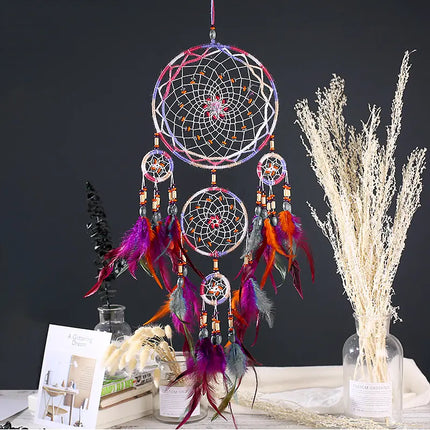 2023 New Dream catchers Retro 5 Ring Dream Catchers Home Decoration Indians Natural Stone Tree of Life Dreamcatcher Wall Hanging