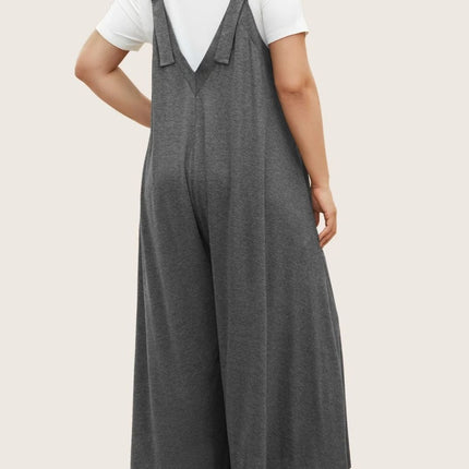 Full Size Pocketed Wide Leg Overalls