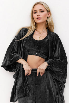 Basic Bae Buttery-Soft Bra, Open Front Cardigan and Shorts Set