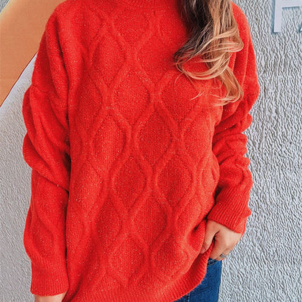 Diamond Round Neck Long Sleeve Sweater