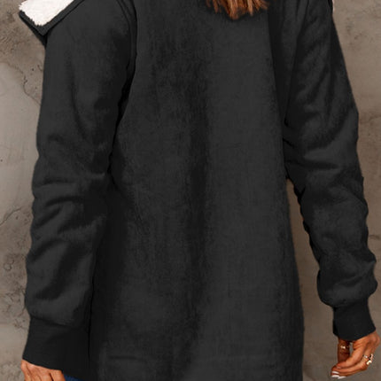 Open Front Long Sleeve Sherpa Jacket