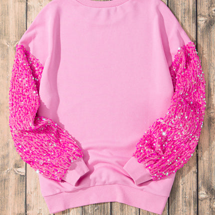 Valentine’s Day Sequin Heart Long Sleeve Sweatshirt