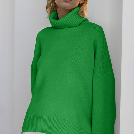 Basic Bae Turtleneck Dropped Shoulder Long Sleeve Sweater