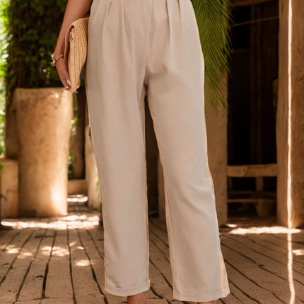 Ruched Half Elastic Waist Pants