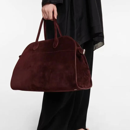 2023 Margaux15 Handbag Cowhide High-Capacity Commuter Bag the Suede Row lcu Soft
