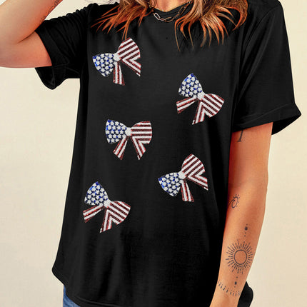 US Flag Round Neck Short Sleeve T-Shirt