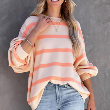 Striped Round Neck Long Sleeve Sweatshirt