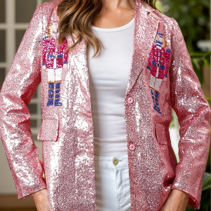 Sequin Nutcracker Long Sleeve Blazer