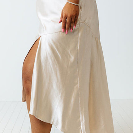 Plus Size Slit Ruffled Skirt