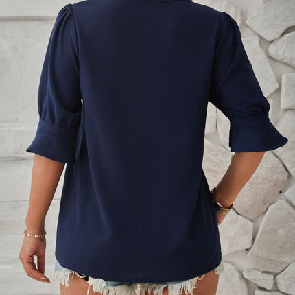 Notched Half Sleeve T-Shirt