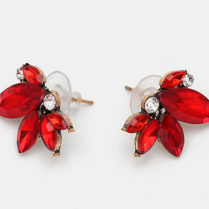 Alloy Rhinestone Flower Stud Earrings