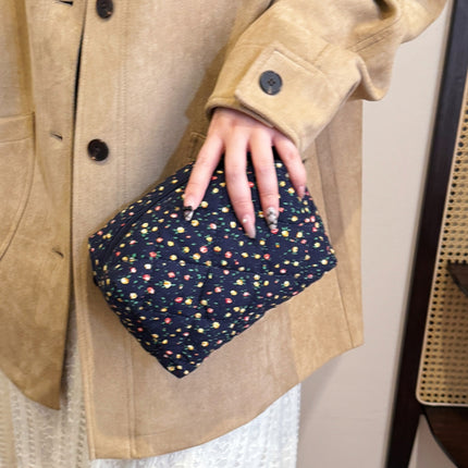 Floral Quilted Clutch with Plaid Lining