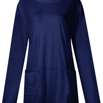 Full Size Pocketed Round Neck Long Sleeve T-Shirt