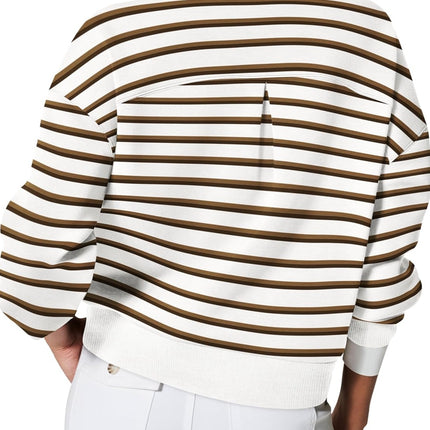 Lovelet Striped Round Neck Long Sleeve Sweatshirt