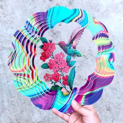 Birds And Flowers Stainless Steel 3D Rotating Wind Spinner Chime Mirror Metal Home Garden Decoration Outdoor Indoor Ornaments - Vickie Lynn's