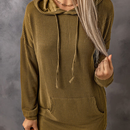 Drawstring Texture Long Sleeve Hoodie