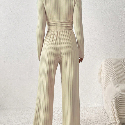 Scoop Neck Long Sleeve Top and Pants Set