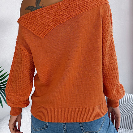 Cable-Knit One Shoulder Long Sleeve Sweater