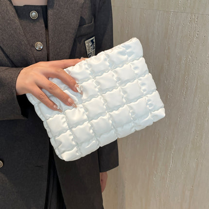 Quilted Plaid Clutch with Zipper