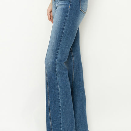 RISEN Full Size High Rise Front Seam Detailed Flare Jeans