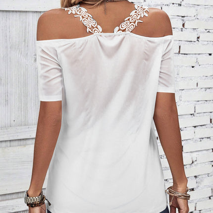 Full Size Lace Detail Short Sleeve T-Shirt