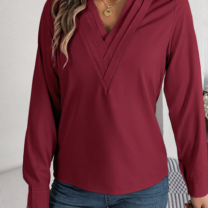 V-Neck Long Sleeve Blouse