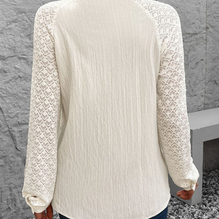 Textured Notched Long Sleeve Shirt