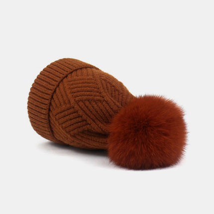 Thermal Knit Hat with Pompom