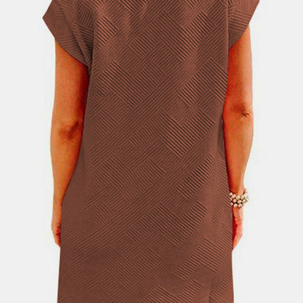 Textured Round Neck Cap Sleeve Dress